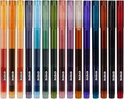 EYEYE Colored Liquid Ink Rollerball Pens, 15 Pack Assorted Colors, 9 Morandi and 6 Vintage, 0.5mm Fine Point Smooth Writing for Journaling Note Taking School Office Home