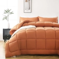 DOWNCOOL Full Size Comforter Sets -All Season Bedding Comforters Sets with 2 Pillow Cases -3 Pieces Bed Set Down Alternative Comforter Set -Orange Bedding Sets Full(82"x86")