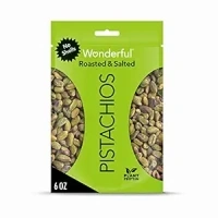 Wonderful Pistachios No Shells, Roasted & Salted Nuts, 6 Ounce Resealable Bag, Protein Snacks, Gluten Free, Healthy Snacks for Adults