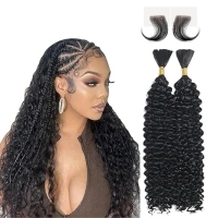 Langer 16A Human Braiding Hair 20 Inch 100g Deep Wave Bulk Human Hair for Braiding No Weft Bundle 2 Bundles/Pack Brazilian Virgin Water Curly Human Hair Extensions for Braids Human Hair Braiding Hair