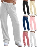 Wide Leg Sweatpants Women Baggy Straight Leg Track Pants Drawstring Lightweight Athletic Flare Sweatpants with Pocket