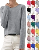 Womens Fall Tops Ribbed Crew Neck Long Sleeve Shirts Basic Plain Casual Dressy Blouses Cute Knit Sweaters