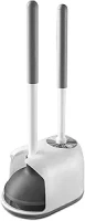 Eyliden Toilet Plunger and Brush, 2 in 1 Toilet Bowl Brush Plunger Set with Holder, Bathroom Cleaning Tools Combo with Caddy Stand (White)