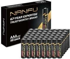 NANFU High Performance AAA Alkaline Batteries 48 Count Long Lasting for Household Devices…