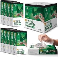 Vinyl Disposable Gloves - Clear Plastic Food Safe Gloves for Cooking, Cleaning - Powder and Latex Free Gloves