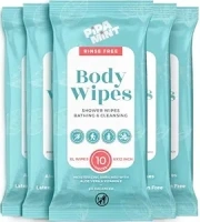 Body Wipes (5 Packs) 50 XL Shower Wipes Body Wipes for Adults Bathing, Traveling, Camping, Gym, Car, Elderly, Bedridden - Bath Wipes - Disposable Washcloths for Adults No Rinse