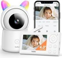 Baby Monitor, 4.3" Video Baby Monitor with 1080P Camera, Smart 2.4G WiFi Audio Monitor with Remote PTZ, Night Vision, 2-Way Talk, Sleep Mode, RGB Night Lights, Lullabies & 1000ft Range, APP Control