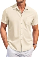 COOFANDY Mens Short Sleeve Shirts Casual Button Down Shirts Summer Beach Shirt Wrinkle Free