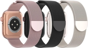 3 Pack Mesh Metal Band Compatible with Apple Watch Band 38mm 40mm 41mm 42mm 44mm 45mm 46mm 49mm, Stainless Steel Magnetic Loop Strap for iWatch Ultra/2 Series 10/9/8/SE/7/6/5/4/3/2/1 Men Women