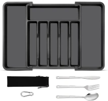 Kitchen Drawer Organizer, Utensil Cutlery Tray Kitchen Drawer Organizers and Storage, Expandable Silverware Drawer Organizer Fork and Spoon Organizer