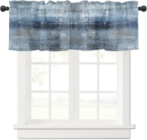 Navy Blue Curtains for Bedroom Living Room, Abstract Art Valances Roman Shades for Windows Cafe Decor,Farmhouse Curtains & Drapes Aesthetic Rod Pocket Valances for Kitchen Window Curtains Over Sink