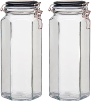 Amici Home Adler Hermetic Preserving Glass Canister | Set of 2 | Glass Kitchen Jar for Cookies, Coffee Beans, Flour & Sugar | Kitchen and Pantry Organization | 68 Ounces