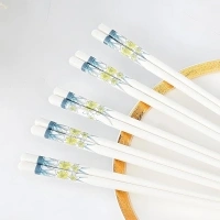 5 Pairs Ceramic Chopsticks - Reusable Chopsticks Dishwasher Safe, 9.5 Inches - Daffodil