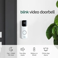 Blink Video Doorbell + Sync Module 2 | Two-year battery life, Two-way audio, HD video, motion and chime app alerts and Alexa enabled — wired or wire-free (White)