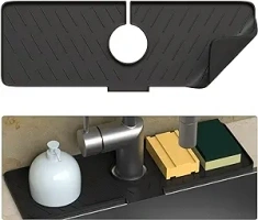 Toovem Kitchen Sink Splash Guard, Silicone Faucet Mat 17.71"x 5.9", Sink Splash Guard Behind the Faucet, Keep Kitchen and Bathroom Sinks Dry,Black