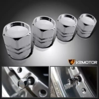 Fits Car Bike Wheel Tire Valve Stem Caps Dust Cover Chrome Aluminum 4PC Set Kit