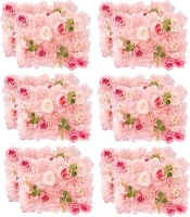 Omldggr 12 Pack 12"x16" White & Pink Flower Panels for Wall, Rose Floral Wall for Home Party Wedding Birthday Party Bridal Shower Photo Booth Decor