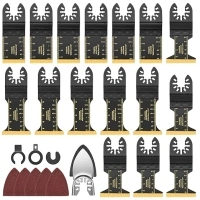 22 PCS Titanium Oscillating Saw Blades, Universal Quick Release Multitool Blades Kits with Sandpaper for Wood Plastics Metal Nails Compatible with Worx Milwaukee Black & Decker Craftsman Ridgid