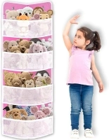 Soft Corner Shelf | Safe Hanging Organizer | Child-Friendly Wall Mount Storage | for Sundries, Toys, Stuffed Animals, Diapers | for Pantry Closet Bedroom Nursery Organization Pink