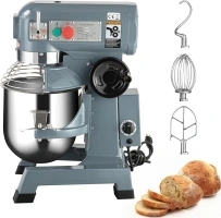 Commercial Food Mixer, Commercial Mixer 10QT 450W, 3 Speeds 130/233/415RPM, Heavy Duty Electric Food Mixer Commercial with Stainless Steel Bowl Stand for Bakery Pizzeria Restaurant