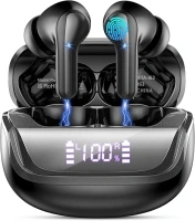 Wireless Earbuds, Bluetooth 5.4 Headphones Deep Bass Stereo, in-Ear Earphones with 4 ENC Mics, 45H Playtime LED Display Mini Charging Case Ear Buds, IP7 Waterproof Wireless Headphones for Android iOS