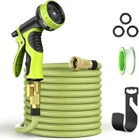 25ft Expandable Garden Hose with 10 Function Nozzle, Lightweight & No-Kink Flexible Water Hose with 40 Layers of Innovative Nano Rubber and Solid Brass Fittings