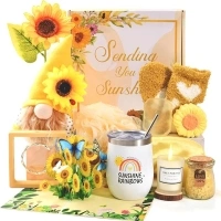 Sunflower Gifts for Mom Women - Birthday Gifts Sending Sunshine Get Soon Well Gifts Basket Self Care Package Gift Box Gift Unique Gift Basket for Mom Women Sister Friends