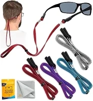 SIGONNA Eye Glasses Holder Around Neck - 4 Glasses Straps for Men Women - Glasses Holder Strap Retainer - Sunglass Holder Strap - Eyeglasses Strap (Black Blue,Lilac Purple,Red Black,White Black)