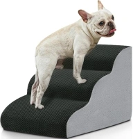 BOMOVA Dog Stairs to Bed, 3-Step Dog Steps for High Bed and Couch, Dog Stairs for Small Dogs, Non-Slip Bottom Pet Stairs, Pet Steps Indoor, Grey, 2/3/4/5 Steps