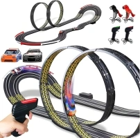 High-Speed Electric Powered Super Loop Speedway Slot Car Race Track Set, Two Cars for Dual Racing with 2 Power Method 4 Controllers, Boys Toys for 6 7 8 9 10-16 Years Old Kids Best Gifts