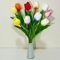 10 Colors Fake Tulips Artificial Flowers with Exquisite Vase PU Real Touch for Outdoor Indoor Office Bedroom Living Room Kitchen Wedding Decoration Present Wrap for Your Love