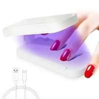 Mini Led Nail Lamp - Small Gel Nail Polish Curing Light,15W USB Portable Mini UV Light for Gel Nails Foldable UV Light for Easy and Fast Nail Extension UV Lamp with 6 Light Beads &Type C Cable