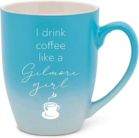 Elanze Designs I Drink Coffee Like A Gilmore Girl Two Toned Ombre Matte Teal and White 12 ounce Ceramic Stoneware Coffee Cup Mug