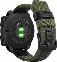 Rugged Nylon with Leather Bands Compatible with Garmin Instinct/Instinct 2 Solar, 22mm Sport Military Wristband for Garmin Instinct Tactical/Solar/Tide/Esports