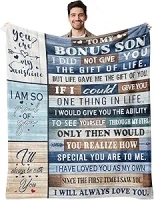 XALAZY Bonus Son Gifts Blanket 50x60in, Bonus Son Gifts from Stepmom/Stepdad, Gifts for Bonus Son, Step Son Birthday Blankets Gift, Graduation Blankets Gift for Bonus Son, Best Gifts for Bonus Son