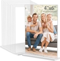 4x6 Inches Acrylic Picture Frame Set of 12, Double Sided Clear Frameless Photo Frame, Clear Table Transparent Frame for Home Office (12 Pack 4 x 6 Inch)