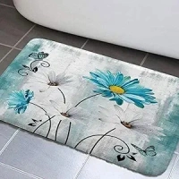 Rustic Daisy Bathroom Rugs, Farm White Blue Daisy Floral Country Wooden Bath Mat, Turquoise Blue Bath Mat Turquoise Blue Kitchen Rug Floor Mat Soft Runner Carpet Indoor Doormat,17X29