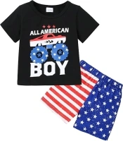 YALLET Toddler Boy Clothes 1-5T Boys Outfits Infant Short Sleeve T-Shirt Ripped Jeans 12 18 24 Months Baby Clothing Pants Set