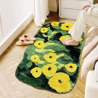 35"×60" Soft Shag 3D Stereo Flower Tufted Moss Rug for Kids Bedroom Livingroom Cute Green Beside Door Mat Non Slip Washable Bathroom Rugs for Bathroom Home Decor Indoor Doormat Shower Mat