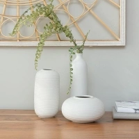 Crutello Ceramic Vase Set - Set of 3 Small White Vases - Ceramic Vase, Living Room Decor Vases, Shelf Vases for Kitchen Decor, Bookshelf Decor Vase and Entryway Decor Vase