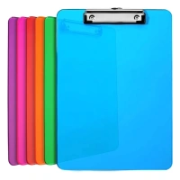 6pk Low Profile 12.5" x 9" A4 Letter Sized Acrylic Clipboard - Assorted Colors