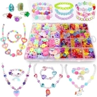 ANDYKEN Bead Kits for Girls - Kids Crafts Girls Jewelry Making Kits Colorful Acrylic Girls Bead Set Jewelry Crafting Set