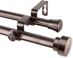 Rod Desyne Topper 3/4 inch Dia. 66-120"-Cocoa Double Curtain Rod Set