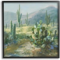 Stupell Industries Desert Cactus Landscape Black Framed Giclee Art Design by Danhui Nai