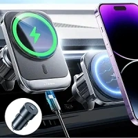 LISEN with Car Charger for MagSafe Car Mount Charger for iPhone 16, 15W Wireless Charger for iPhone Car Accessories Magnetic Phone Holder Mount, Universal Vent Car Charger