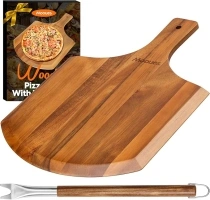 Pizza Peel 12 Inch, Natural Wooden Pizza Peel Pizza Paddle Spatula Oven Accessory for Wood Pizza Board For Transferring & Serving, Wood Pizza Cutting Board for Cheese Bread Fruit