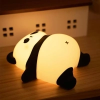 Rechargeable Cute Night Light for Kids Room with Timer, Food Grade Silicone Touch Night Light for Baby Nursery, Dimmable Cute Lamp for Bedrooms, Breastfeeding, Squishy Panda Night Light for Kids