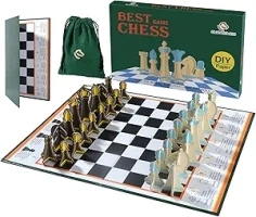 Ultra-Thin 0.1cm Chess Board Set for Kids - Folding Chess Game with Interlocking Pieces & Storage Slots, Portable Travel Chess Set for Boys & Girls, Perfect for Beginners & Family Fun