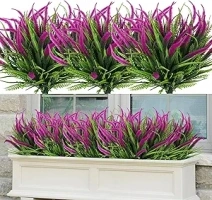 RECUTMS Artificial Fake Flowers, 8 Bundles Large UV Resistant Faux Plastic Greenery Foliage Plants Shrubs for Garden Wedding Farmhouse Indoor or Outdoor Decor (Fuchsia)