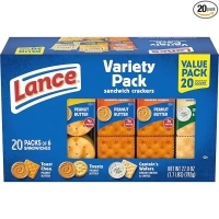 Lance Sandwich Crackers, Variety Pack, 3 Flavors, 20 Individually Wrapped Packs, 6 Sandwiches Each